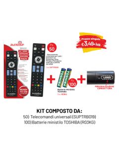 KIT 50 TELECOMANDI PERSONALIZZATI + 100 BATTERIE