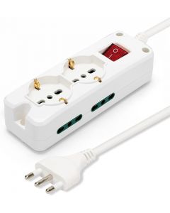 MULTIPRESA COMP.6P (2SCHUKO+4 BIVAL)BIANCA