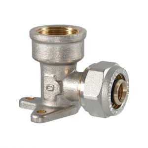 Raccordo a compressione curvo Femmina con flangia - 16 x 3/4