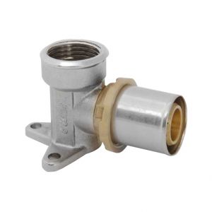 RACCORDO CURVO FEMMINA CON FLANGIA A PRESSARE - 16 x 1/2