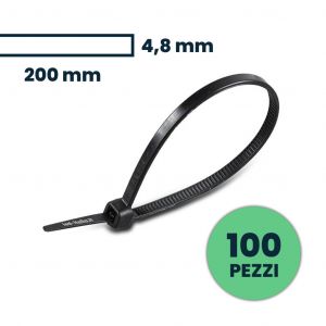 FASCETTE 4.8*200MM BLACK CONF.100PZ