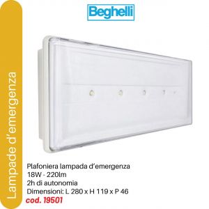 LAMPADA D'EMERGENZA A PARETE A LED STILE+18W                
