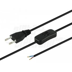 Cavo da Spina a fili spellati con Interruttore 2mt NERO