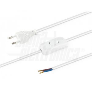 Cavo da Spina a fili spellati con Interruttore 2mt BIANCO