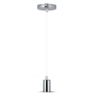 LAMPADARIO IN METALLO CON PORTAL. E27 -CROMATO E CAVO BIANCO