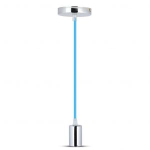 LAMPADARIO IN METALLO CON PORTAL. E27 -CROMATO E CAVO BLU