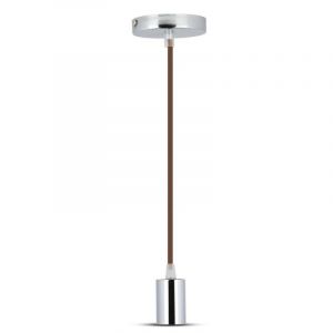 LAMPADARIO IN METALLO CON PORTAL. E27-CROMATO E CAVO MARRONE