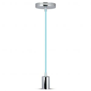 LAMPADARIO IN METALLO CON PORTAL. E27-CROMATO E CAVO AZZURRO