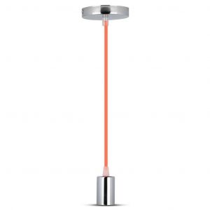 LAMPADARIO IN METALLO CON PORTAL. E27-CROMATO E CAVO ARANCIO