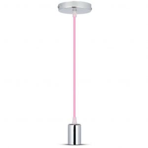LAMPADARIO IN METALLO CON PORTAL. E27 -CROMATO E CAVO ROSA