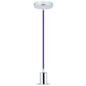 LAMPADARIO IN METALLO CON PORTAL. E27 -CROMATO E CAVO VIOLA