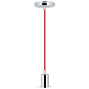 LAMPADARIO IN METALLO CON PORTAL. E27 -CROMATO E CAVO ROSSO