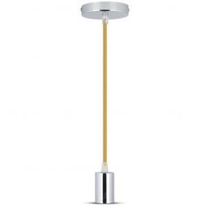 LAMPADARIO IN METALLO CON PORTAL. E27 -CROMATO E CAVO BEIGE