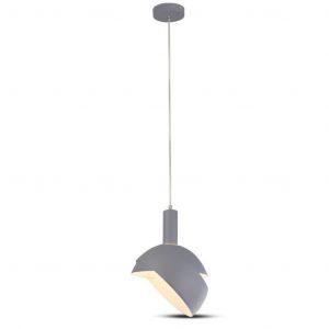 LAMPADARIO LED CON PARALUME IN ALLUMINIO - E14 GRIGIO