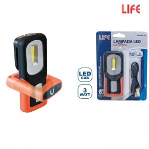 LAMPADA DA LAVORO LED COB 3W,BATTERIE RICARICABILE          