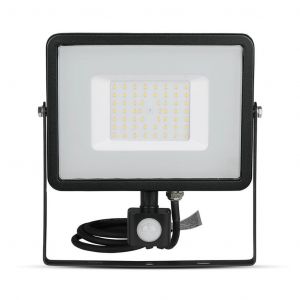 FARO 50W CON SENSORE - 6400K - CORNICE NERA