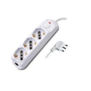 MULTIPRESA BIANCA CON PULSANTE 3 POSIZ.SCHUKO BIPASSO 10/1