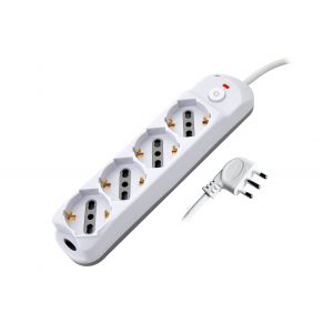 MULTIPRESA BIANCA CON PULSANTE 4 POSIZIONI SCHUKO BIPASSO