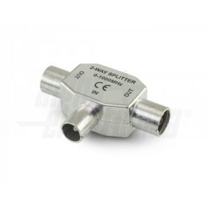 Adattatore da spina TV 75ohm Ø9,5mm a 2 prese TV 75ohm Ø9,5m
