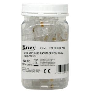 SPINA 8P8C RJ45 CAT.6 UTP X  FILI RIGIDI E TREF 100PZ