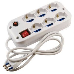 MULTIPRESA QUADRA 6 USCITE UNIVERSALI SCHUKO BIVALENTI