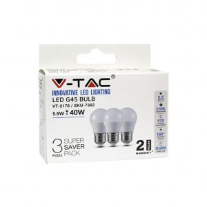 BOX 3 LAMPADE LED BULBO 5,5W G45 E27 2700K