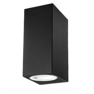 PORTAFARETTO LED DA MURO QUADRATO 2 GU10 - NERO IP44