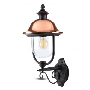 LAMP LED DA MURO A LANTERNA E27 - NERO/RAME IP44