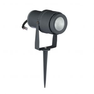 FARETTO LED GIARDINO 12W - PICCHETTO NERO - LUCE GRIGIA IP65