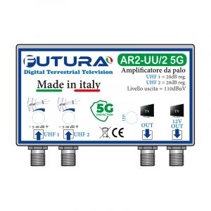 AMPLIF. DA PALO AR 2 IN UHF 20dB reg. 2 OUT 5G