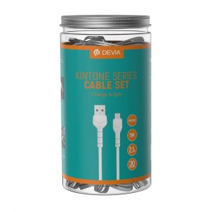 30 CAVI IN BARATTOLO V2 MICRO-USB 5V 2.1A BIANCHI