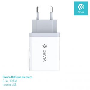 CARICA BATTERIE DEVIA DA MURO 2.1 A.1 OUT USB