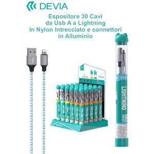 Espositore 30 cavi da Usb A a Lightning in corda intrecciata