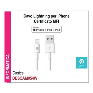 CAVO DATI E CARICA APPLE IOS 7-10 1.2 MT                    