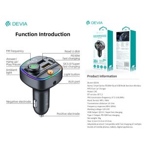 Vivavoce Carica 30W per auto FM Bluetooth 5.3 Mp3 PENDRIVE