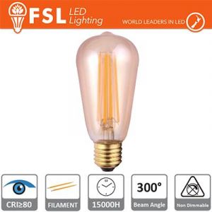 LAMPADA EDISON FILAMENTO AMBRA - 6W 2200K E27