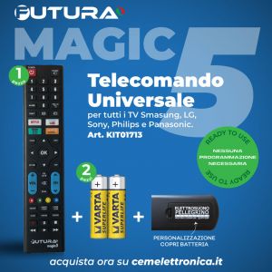 50  PZ KIT TELECOMANDO UNIVERSALE 5IN1+BATTERIE+PERSONALIZ