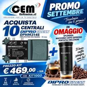 KIT 10 CENTRALINI + MACCHINA CAFFE PORTATILE OMAGGIO