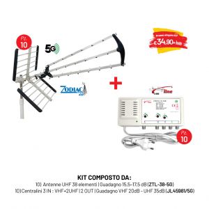 KIT 10 ANTENNE (ZTL-38-5G) + 10 CENTRALINI (JL45981/5G)