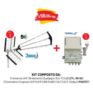 KIT 1 ANTENNA (ZTL-38-5G) + 1 CENTRALINO (MA072T)