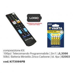 KIT 100 TELECOMANDI PROG. 2IN1 PERSONALIZZATI + BATTERIE