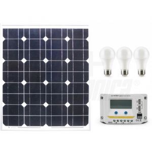 KIT FOTOVOLTAICO 50W 12V CON REG+LAM NO BATT.