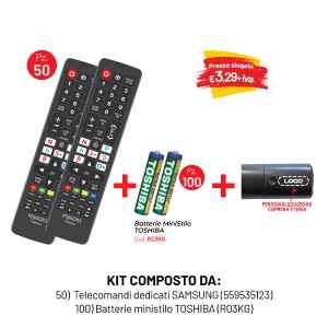 KIT 50 TELECOMANDI X SAMSUNG PERSONALIZZATI + 100 BATTERIE