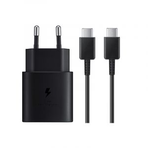 ALIMENTATORE 25W +CAVO TYPE-C/TYPE-C ORIGINALE SAMSUNG NERO