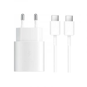 ALIMENTATORE 25W +CAVO TYPE-C/TYPE-C ORIGINALE SAMSUNG BIANC