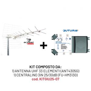 KIT 1 ANTENNA UHF(ANT4305G) + 1 CENTRALINO 3IN(FU-HM3130)