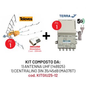 KIT 1 ANTENNA UHF (148925) + 1 CENTRALINO 3IN (MA076T)
