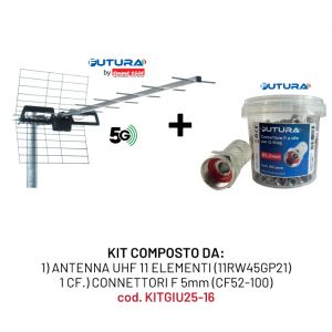 KIT 1 ANTENNA UHF(11RW45GP21) + 1 CF. CONNETTORI(CF52-100)