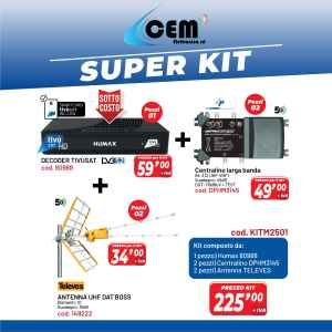 KIT TIVÙSAT + 2 CENTRALINI + 2 ANTENNE