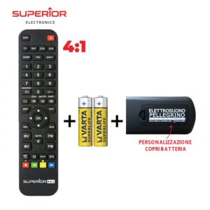 100pz TELECOMANDO UNIVERSALE 4IN1 + 2 BATTERIE + PERSONALIZ.